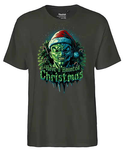Haunted Christmas - CHRISTMAS. HAlloween, horror, funny, tv - Fairtrade T-Shirt