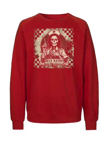 Ratchet Nightingale Skeleton Nurse Halloween - ratchet nurse, nightingale skeleton, halloween nurse, spooky nurse, creepy skeleton, funny nurse costume, gothic nurse, dark humor halloween, spooky season, skeleton nurse outfit, horror nurse, halloween aesthetic, nurse halloween party, edgy nurse design, creepy cute - Fairtrade Sweatshirt