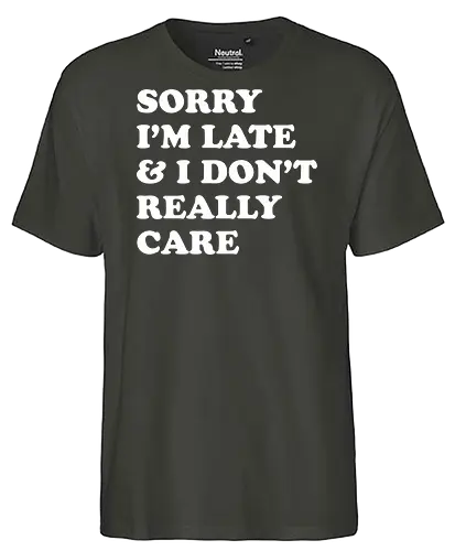 i dont care  - word, comedy, sarcasm, parody, font, typography, fun, funny, meh, meme, reaction - Fairtrade T-Shirt