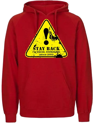 social distance sign  - word, comedy, sarcasm, parody, font, typography, fun, funny, meh, meme, reaction - Fairtrade Hoodie