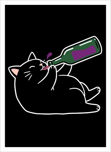Tipsy Kitty (Wine Drinking Cat)