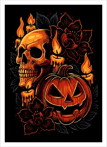 Dark Skull Pumpkin Halloween