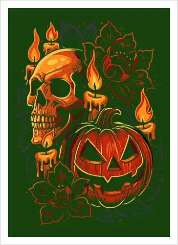 Dark Skull Pumpkin Halloween