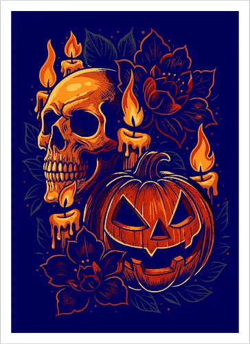 Dark Skull Pumpkin Halloween