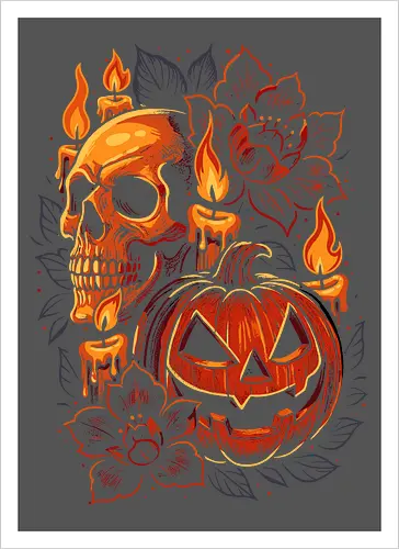 Dark Skull Pumpkin Halloween