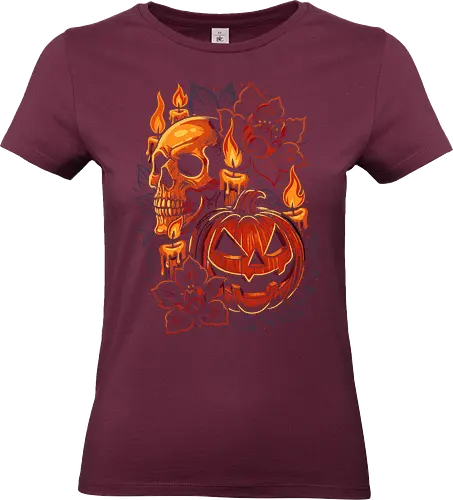 Dark Skull Pumpkin Halloween - dark, halloween, pumpkin, happy halloween, candy, scary, spooky, animal, night, horror, raven, crow, sunset, epic, monster, lm2Kone, skull, skeleton - Standard T-Shirt (Women)