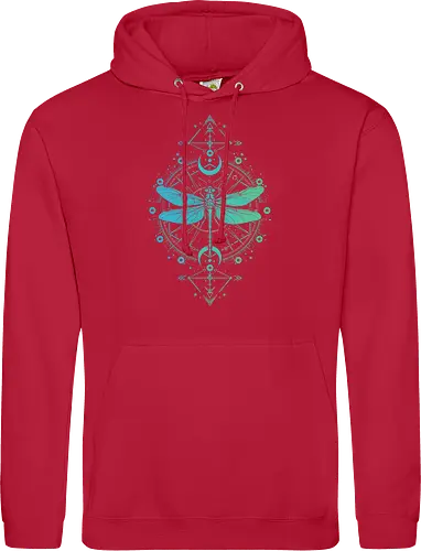 Green Dragonfly - green, dragonfly, insect, moon, mystic, mystical, occult, star, lm2kone, moon phases, aethestic, illustration - Standard Hoodie