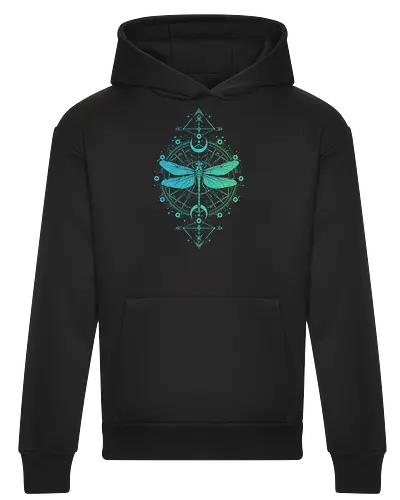 Green Dragonfly - green, dragonfly, insect, moon, mystic, mystical, occult, star, lm2kone, moon phases, aethestic, illustration - Heavyweight Hoodie