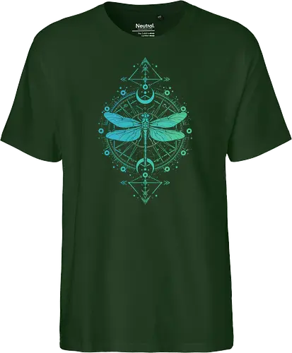 Green Dragonfly - green, dragonfly, insect, moon, mystic, mystical, occult, star, lm2kone, moon phases, aethestic, illustration - Fairtrade T-Shirt