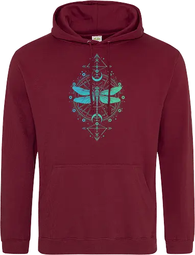 Green Dragonfly - green, dragonfly, insect, moon, mystic, mystical, occult, star, lm2kone, moon phases, aethestic, illustration - Standard Hoodie
