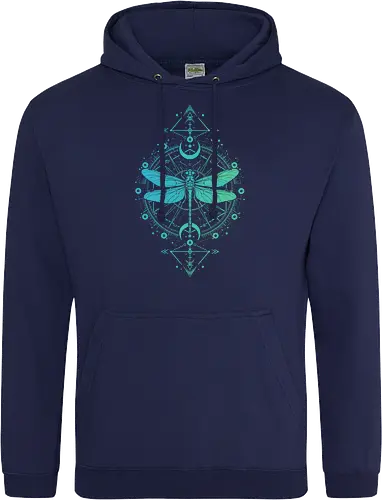 Green Dragonfly - green, dragonfly, insect, moon, mystic, mystical, occult, star, lm2kone, moon phases, aethestic, illustration - Standard Hoodie