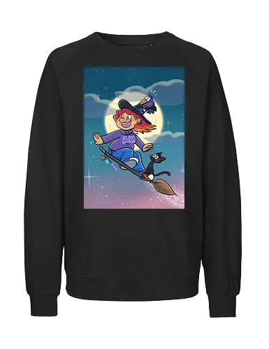 Hexe auf Besen - Hexe, Witch, Halloween, Comic - Fairtrade Sweatshirt