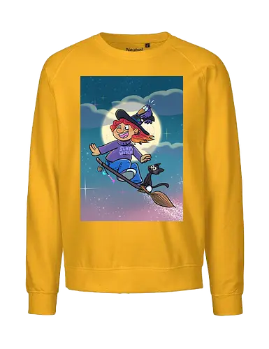 Hexe auf Besen - Hexe, Witch, Halloween, Comic - Fairtrade Sweatshirt
