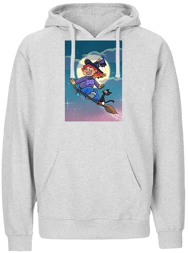 Hexe auf Besen - Hexe, Witch, Halloween, Comic - Fairtrade Hoodie