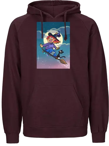 Hexe auf Besen - Hexe, Witch, Halloween, Comic - Fairtrade Hoodie