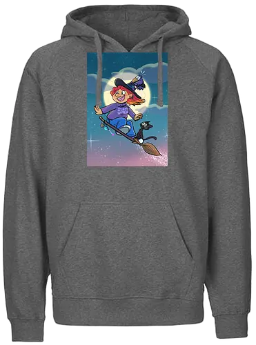 Hexe auf Besen - Hexe, Witch, Halloween, Comic - Fairtrade Hoodie