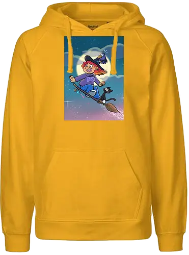Hexe auf Besen - Hexe, Witch, Halloween, Comic - Fairtrade Hoodie