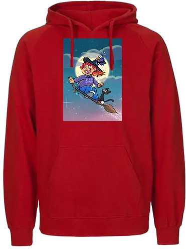 Hexe auf Besen - Hexe, Witch, Halloween, Comic - Fairtrade Hoodie