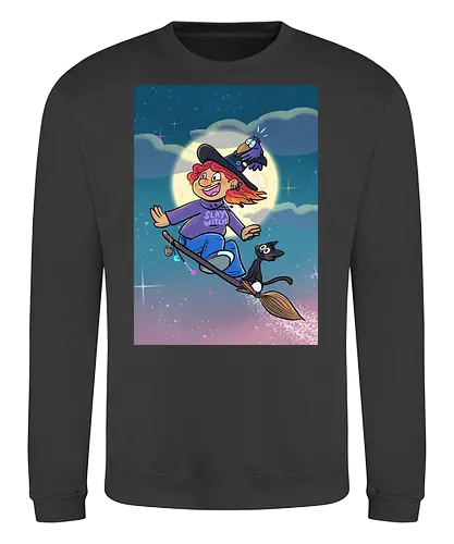 Hexe auf Besen - Hexe, Witch, Halloween, Comic - Sweatshirt