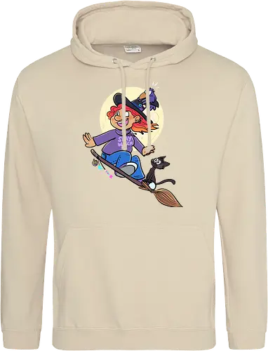 Hexe auf Besen (ohne Background)