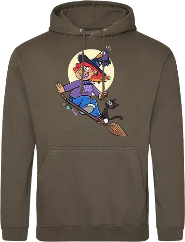 Hexe auf Besen (ohne Background)