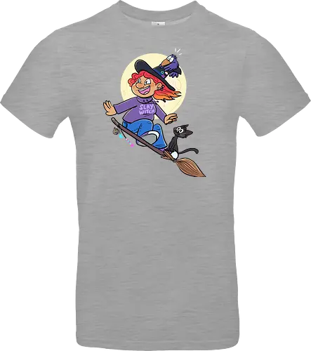 Hexe auf Besen (ohne Background)