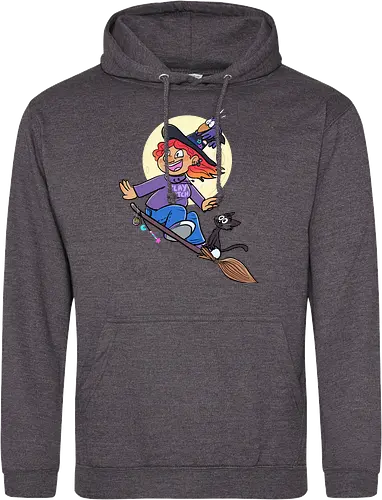 Hexe auf Besen (ohne Background)