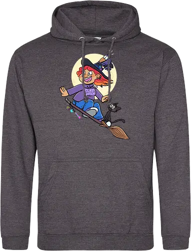 Hexe auf Besen (ohne Background)