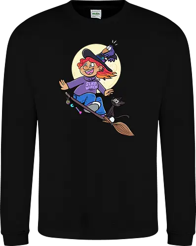 Hexe auf Besen (ohne Background) - Hexe, witch, Halloween - Sweatshirt