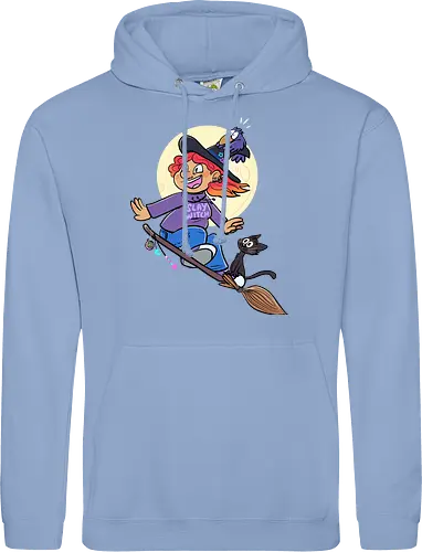 Hexe auf Besen (ohne Background)