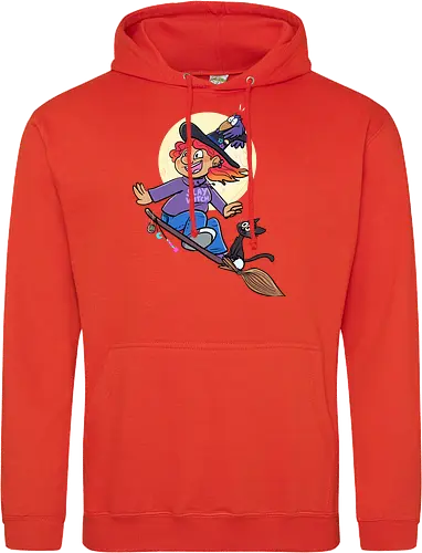 Hexe auf Besen (ohne Background)