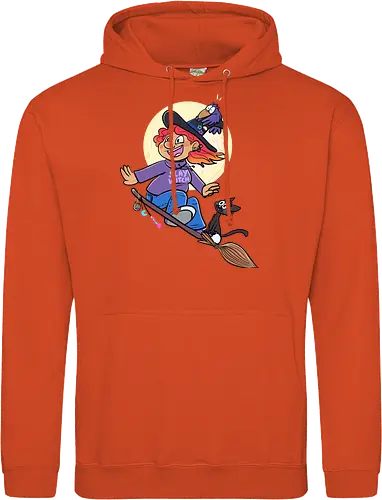 Hexe auf Besen (ohne Background)