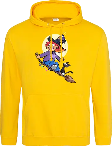 Hexe auf Besen (ohne Background)