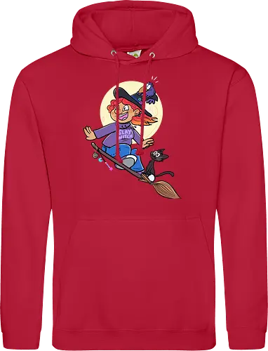 Hexe auf Besen (ohne Background)