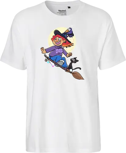 Hexe auf Besen (ohne Background) - Hexe, witch, Halloween - Fairtrade T-Shirt