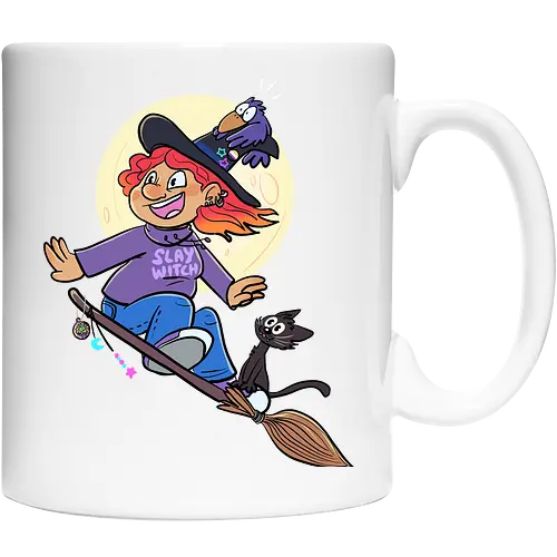 Hexe auf Besen (ohne Background)