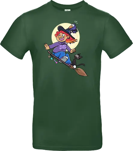 Hexe auf Besen (ohne Background)