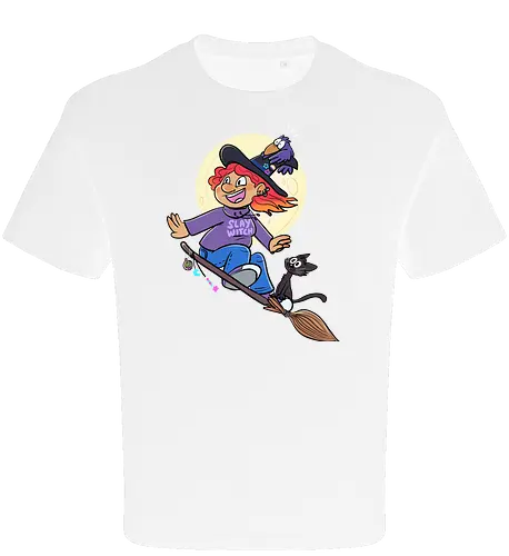 Hexe auf Besen (ohne Background) - Hexe, witch, Halloween - Oversize T-Shirt