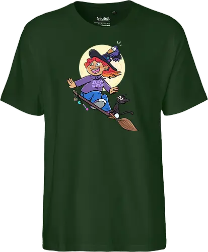 Hexe auf Besen (ohne Background) - Hexe, witch, Halloween - Fairtrade T-Shirt