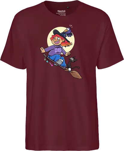 Hexe auf Besen (ohne Background) - Hexe, witch, Halloween - Fairtrade T-Shirt
