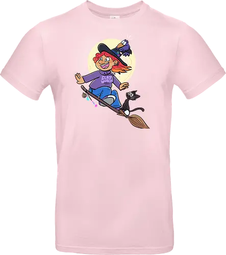 Hexe auf Besen (ohne Background)