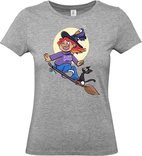 Hexe auf Besen (ohne Background) - Hexe, witch, Halloween - Standard T-Shirt (Women)