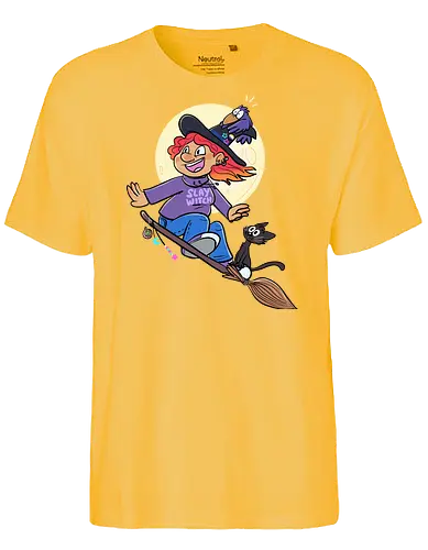 Hexe auf Besen (ohne Background) - Hexe, witch, Halloween - Fairtrade T-Shirt