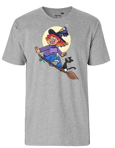 Hexe auf Besen (ohne Background) - Hexe, witch, Halloween - Fairtrade T-Shirt