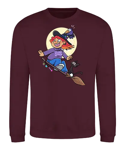 Hexe auf Besen (ohne Background) - Hexe, witch, Halloween - Sweatshirt