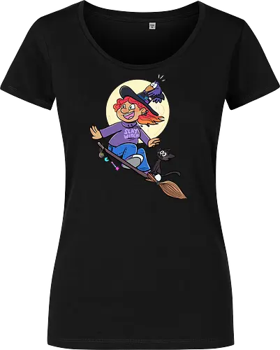 Hexe auf Besen (ohne Background) - Hexe, witch, Halloween - Women T-Shirt