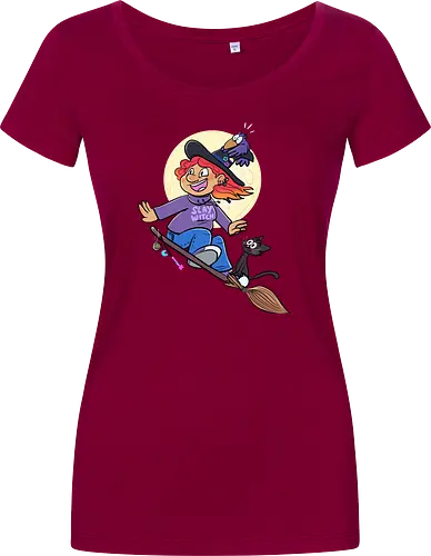 Hexe auf Besen (ohne Background) - Hexe, witch, Halloween - Women T-Shirt