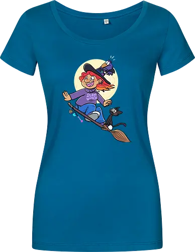 Hexe auf Besen (ohne Background) - Hexe, witch, Halloween - Women T-Shirt
