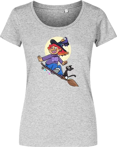 Hexe auf Besen (ohne Background)