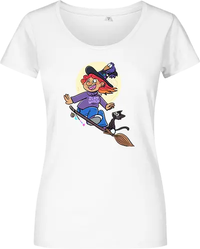 Hexe auf Besen (ohne Background) - Hexe, witch, Halloween - Women T-Shirt